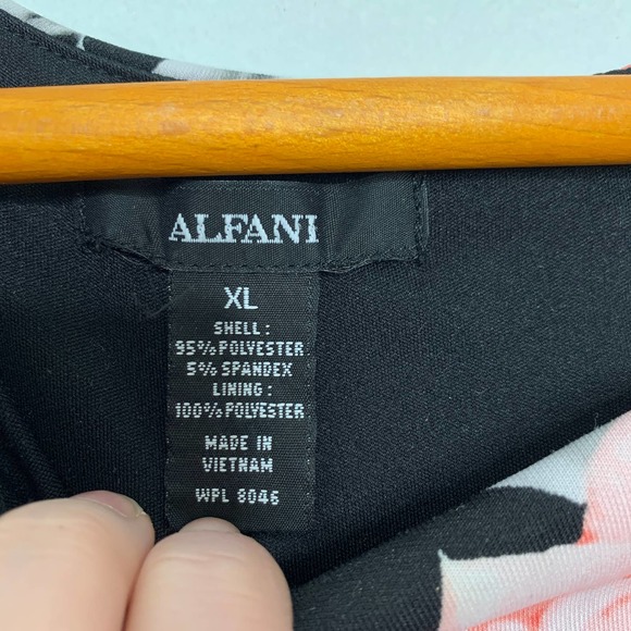 ALFANI women's black/pink floral print sleeveless fit and flare dress SZ XL - Picture 6 of 7